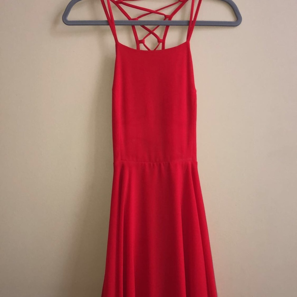 Red Criss-Cross Tie Dress